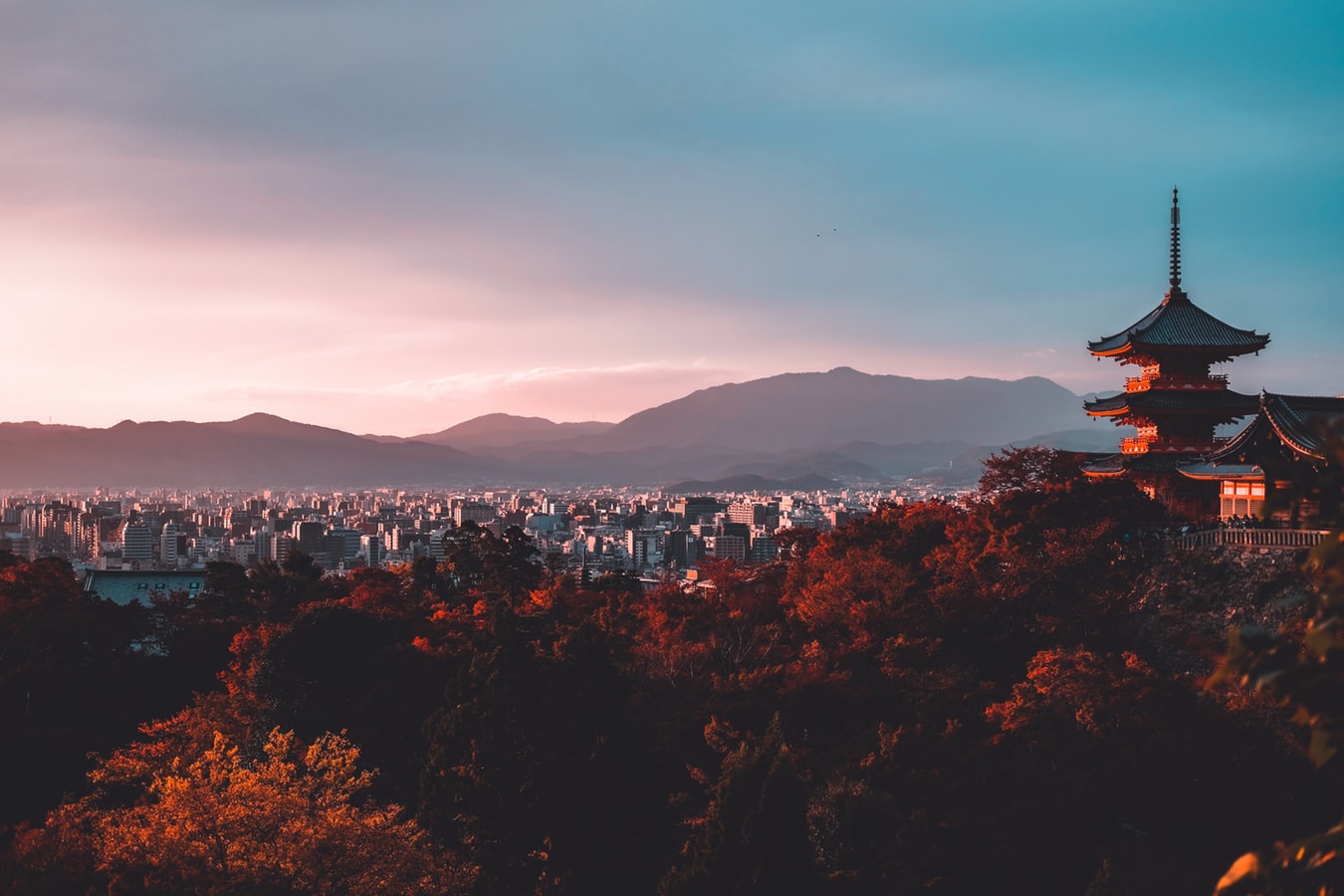 view over the city of Kyoto in Japan